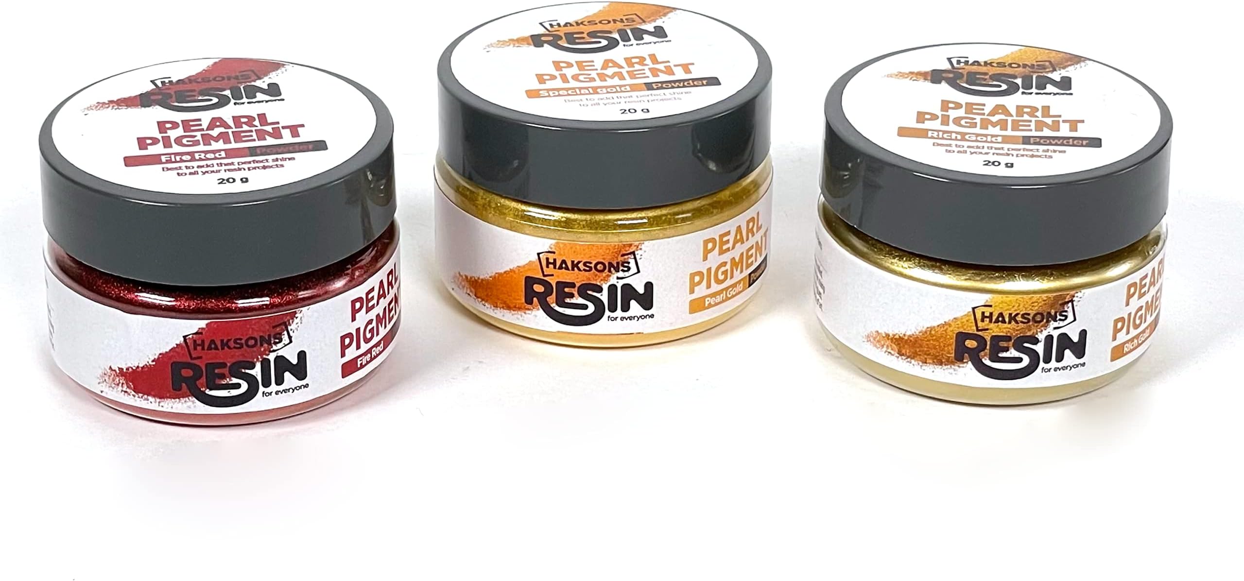 Haksons Pearl Pigments Pack of 3 - Pearl Gold | Posh Red | Rich Gold | (20 GMS)