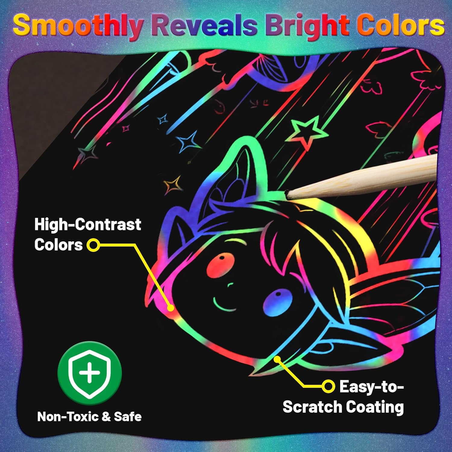 QEF 120Pcs Scratch Art Rainbow Paper Sets, Magic Black Scratch Off Art Craft Kits for Kids Rainbow Scratch Paper Classroom Party Favors Christmas Gifts for Kids Adults