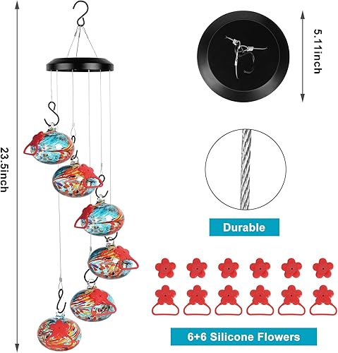 Miniatura 30 de Encantadoras campanillas de viento para colibríes para colgar al aire libre, a prueba de hormigas y abejas, nunca gotean, decoración de jardín 6