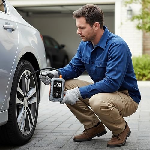 Miniatura 3 de Portable Air Pump, Car Tire Compressor with Digital Pressure Gauge, Compact Inflator for Bike Sedan SUV, Balls and Toys, Small Emergences Air Pump,