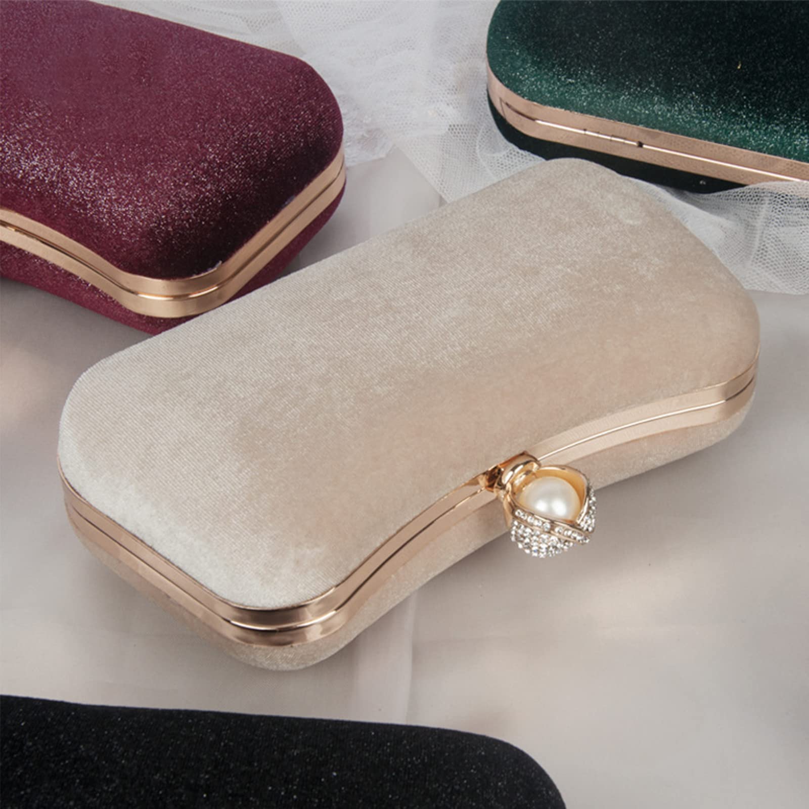 CORIOS Bolso Fiesta para Mujer Brillante Bolso de Noche Bolsa de Cadena Boda Cartera de Mano Bolso de Hombro Elegante Bolso Bandolera para Fiesta de Graduación Banquete Boda Albaricoque