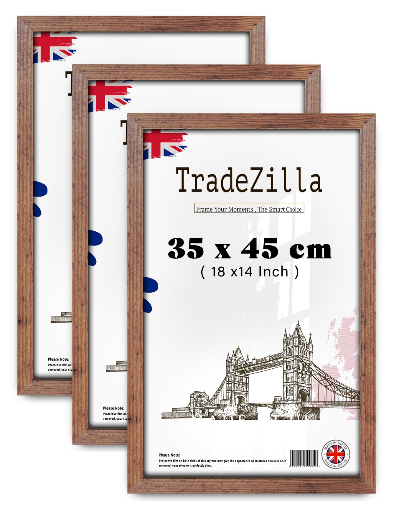 TradeZilla pack of 3 Durable Medium (35 x 45 CM) Rustic Poster Photo Frame Wedding Photographs Display 14 Inch x 18 Inch Frame [ Rustic ]