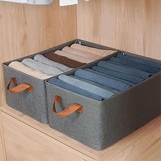 Space-Saving Storage Bin - Large Fabric Organizer with Handles for Toys and Books, Foldable and Durable for Easy Closet Organization (2 pcs)