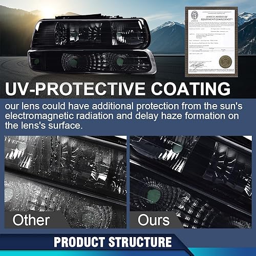 Vista 51 de PIT66 - Faros delanteros LED, compatibles c/99-02 Chevy Silverado 1500 2500/01-02 Silverado 1500HD 2500HD 3500/00-06 Tahoe Suburban 1500 2500