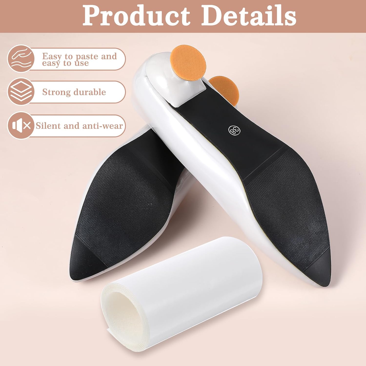 Nogeqi Shoe Sole Protector, Transparent Shoe Grips on Bottom of Shoes, Anti-Slip Sole Protector for Red Bottom Heels & Sneakers Guard Stickers (1m)