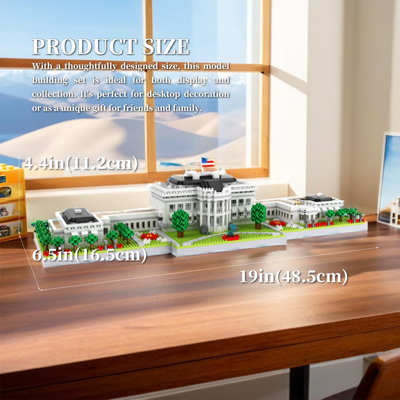 LQPFBSM Micro Mini White House Architecture Model Building Kits Washington DC Famous Landmark Souvenir Building Blocks Sets Toys Gift for Adults Kids Teens 3000 PCS - Image 2