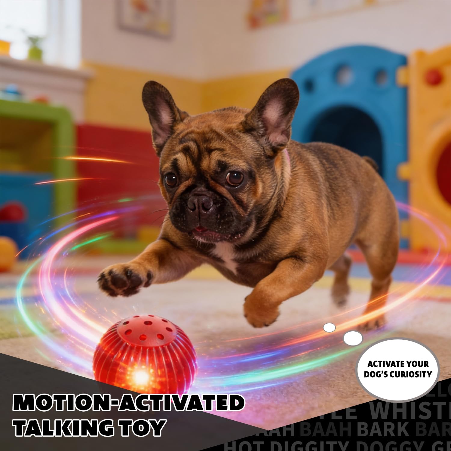 Pet Qwerks Blinky Babble Ball - Juguete Interactivo para Masticar para Perros, Mediano