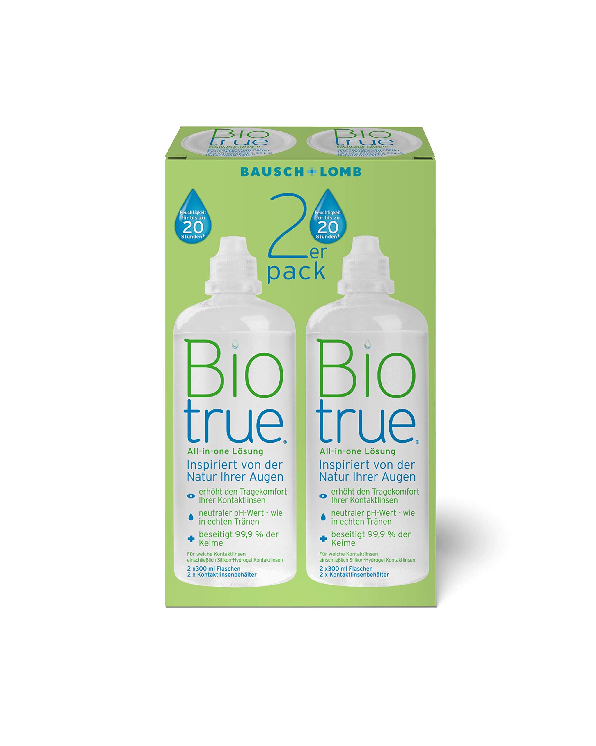 Biotrue Pflegemittel für weiche Kontaktlinsen – Multipack, 2 × 300 ml