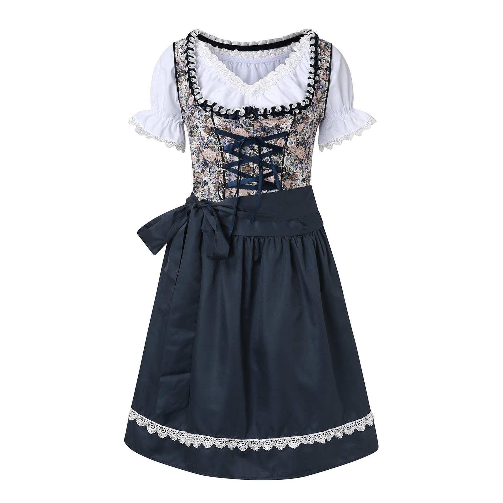 Vestito Dirndl Tedesco da donna, a spalle scoperte, Oktoberfest birra da ragazza, 3 pezzi, taglia grande, abito a maniche a campana, abito