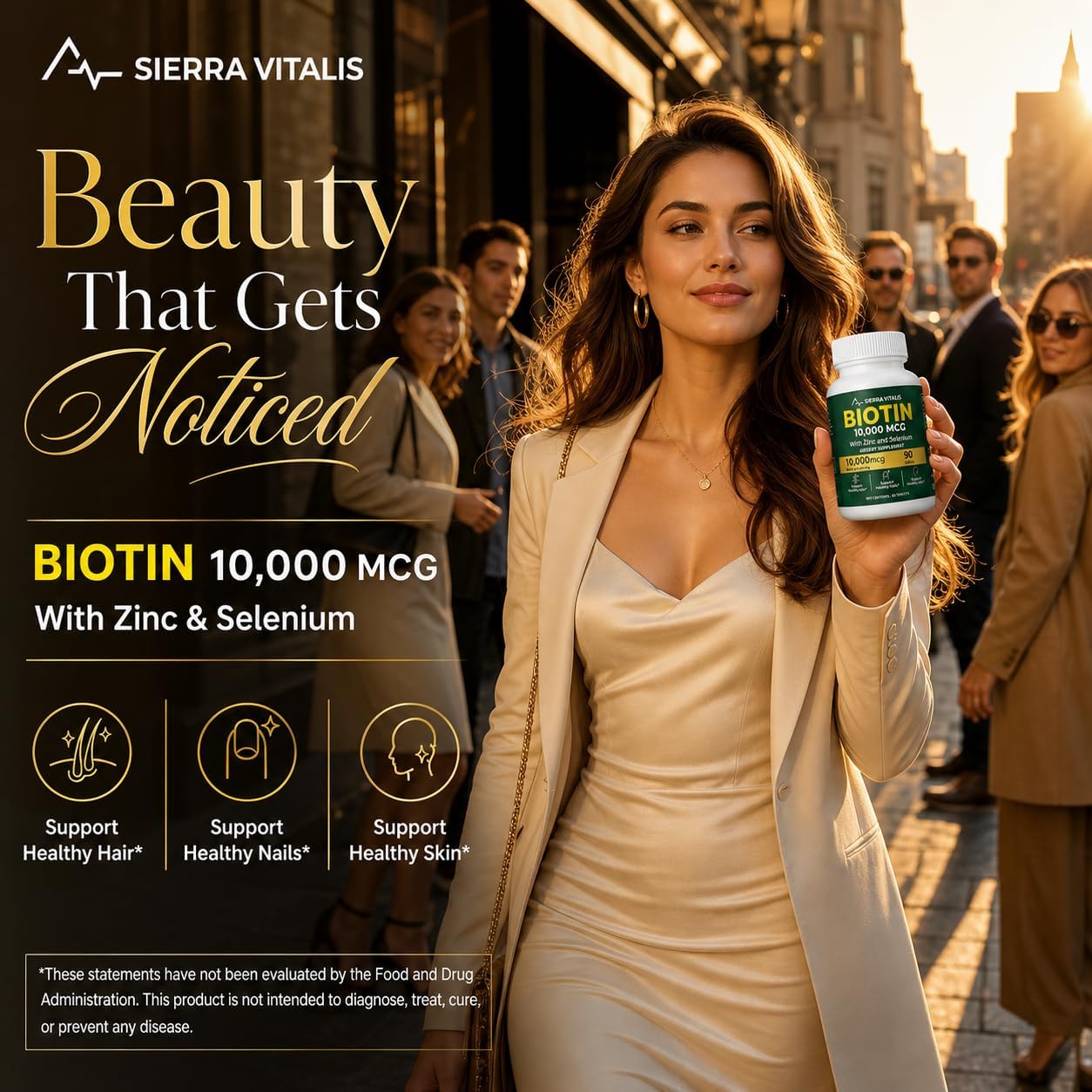 Biotin 10000mcg Hair Growth Women Men, Zinc + Selenium, 90 Tablets, Non-GMO, Gluten Free
