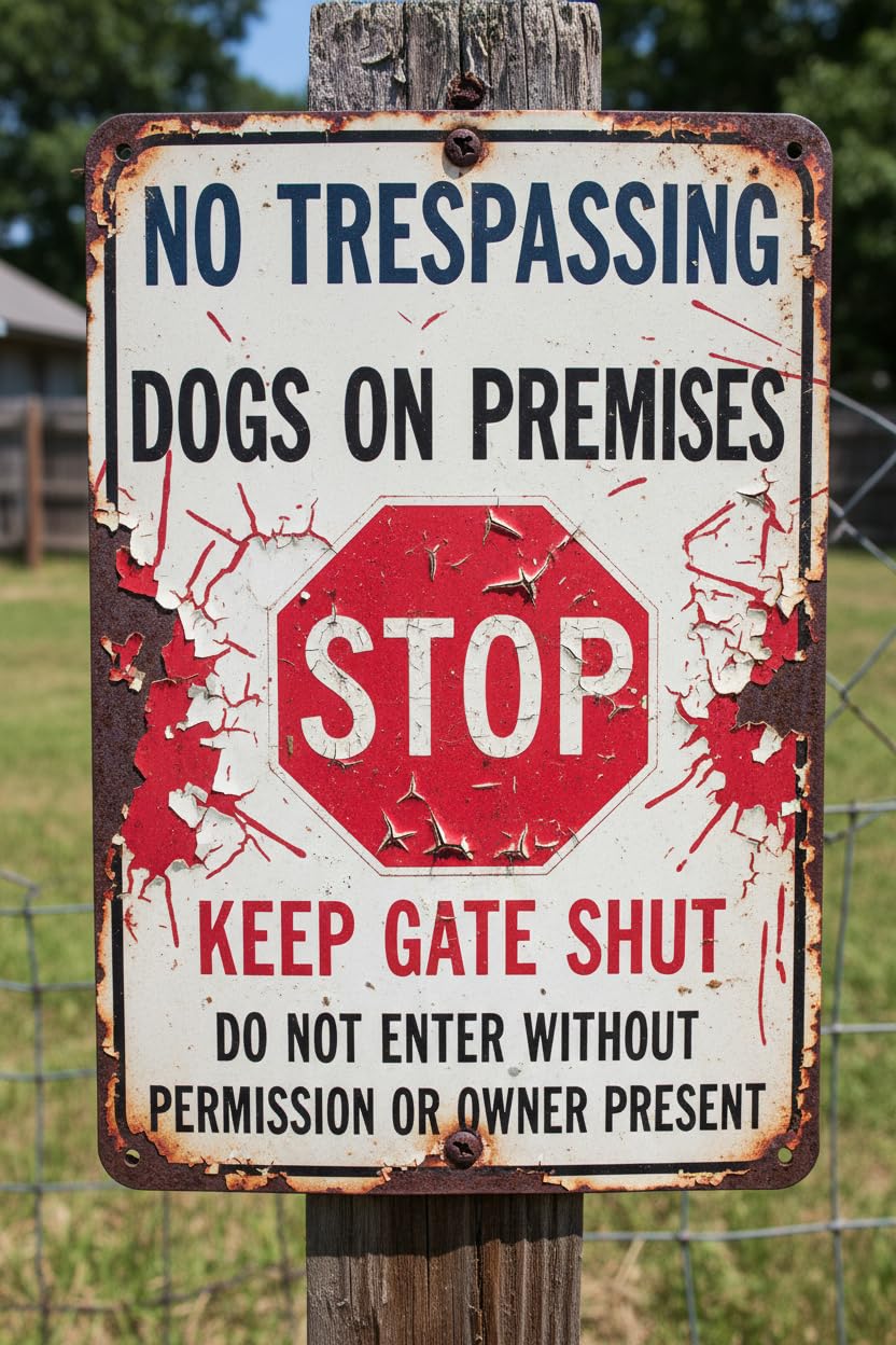 No Trespassing Dogs On Premises Stop Keep Gate Shut Metal Sign 12"x8" Vintage Signs Aluminum Plates Printed