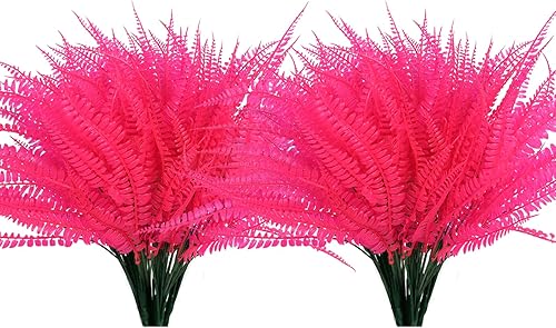 RECUTMS 12 helechos artificiales de plástico Boston, plantas artificiales, arbustos, resistentes a los rayos UV, helecho Boston artificial para