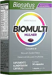 Bionatus, BioMulti, Mulher, Suplemento alimentar, Complexo B + Rico em Ácido Fólico, 30 cápsulas • 15 doses, Cinza