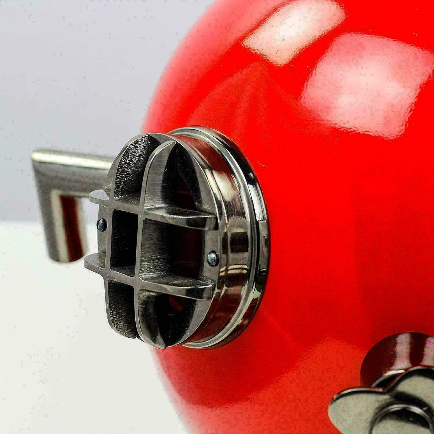 Morse - Casco de buceo rojo vintage de latón, casco de buceo Boston Divers US Navy