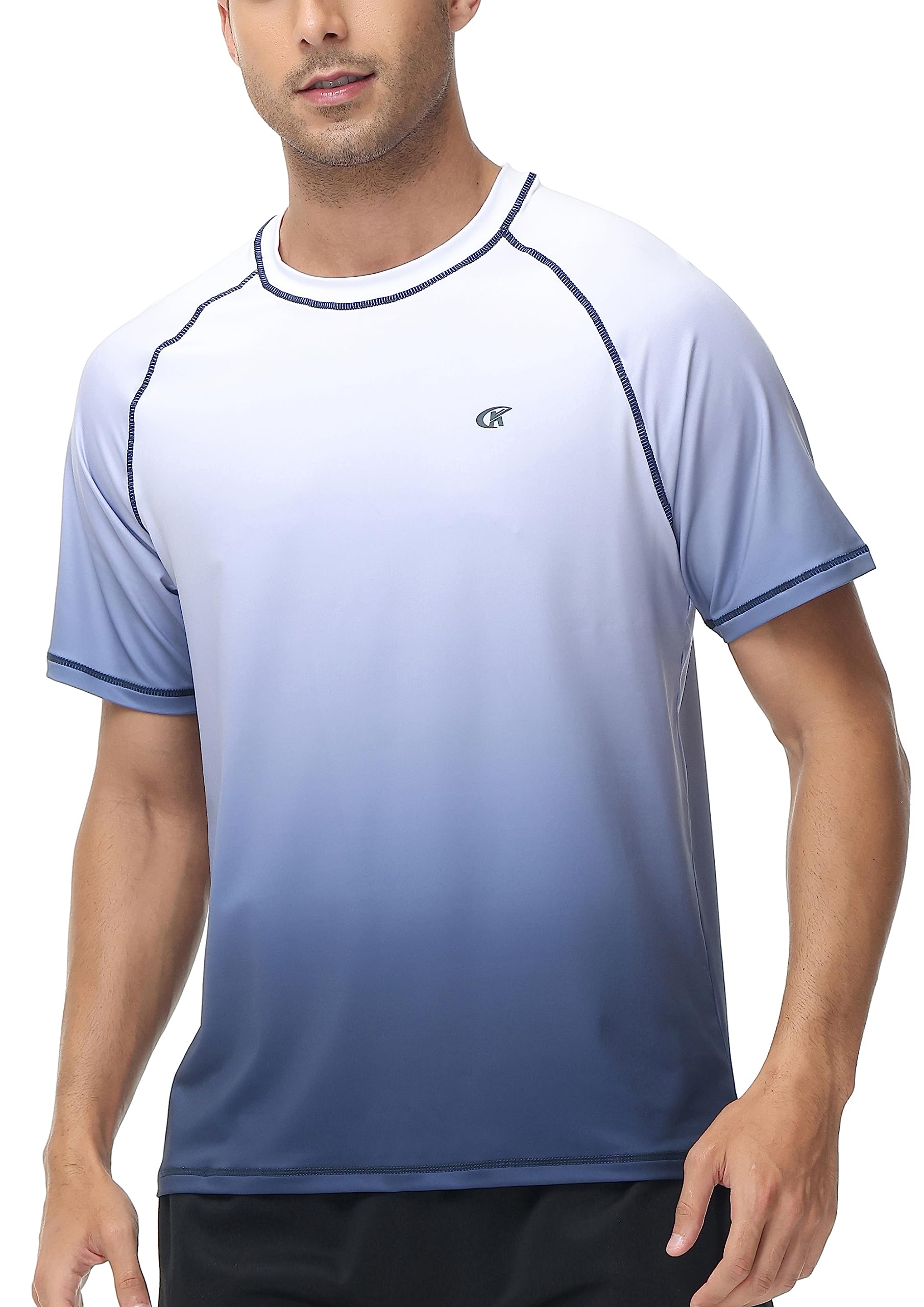 YuKaiChenMen's Rash Vest UPF 50+ Rash Guards Short Sleeve Swim Shirts