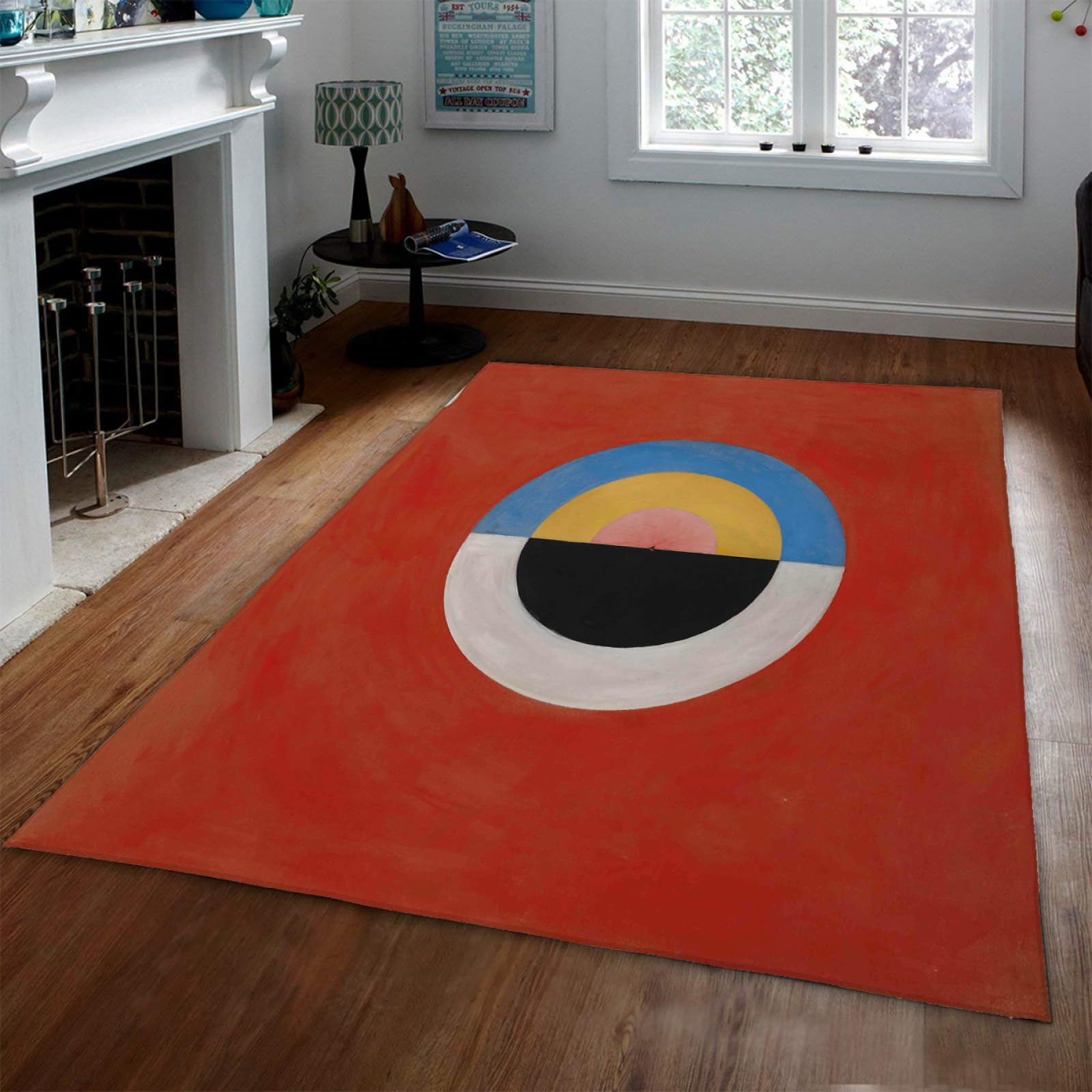 Tapis doux rouge 80x150cm à coutures circulaires pour chambre