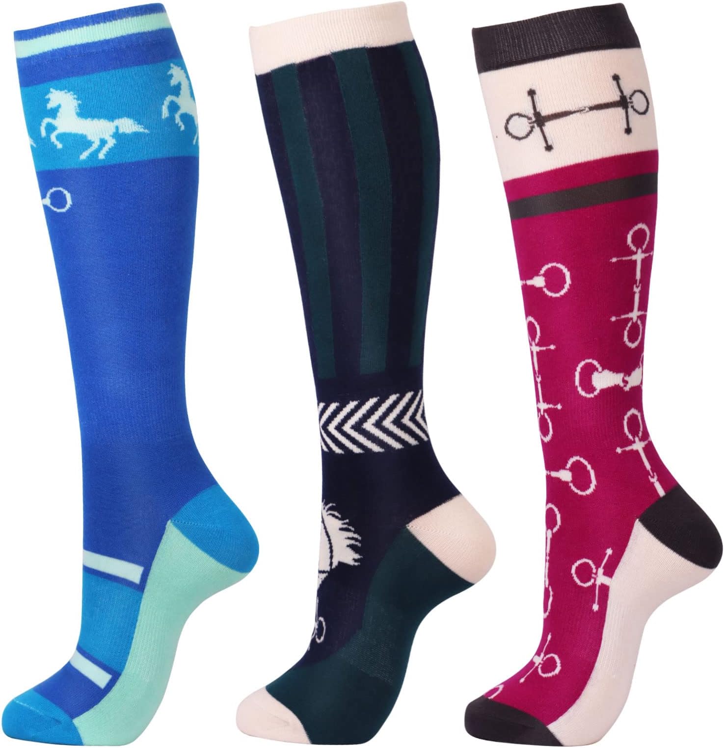 3 Pairs Premium Quality Equestrian Riding Socks for Horse Riding &Tall Boot Knee High Socks for Women