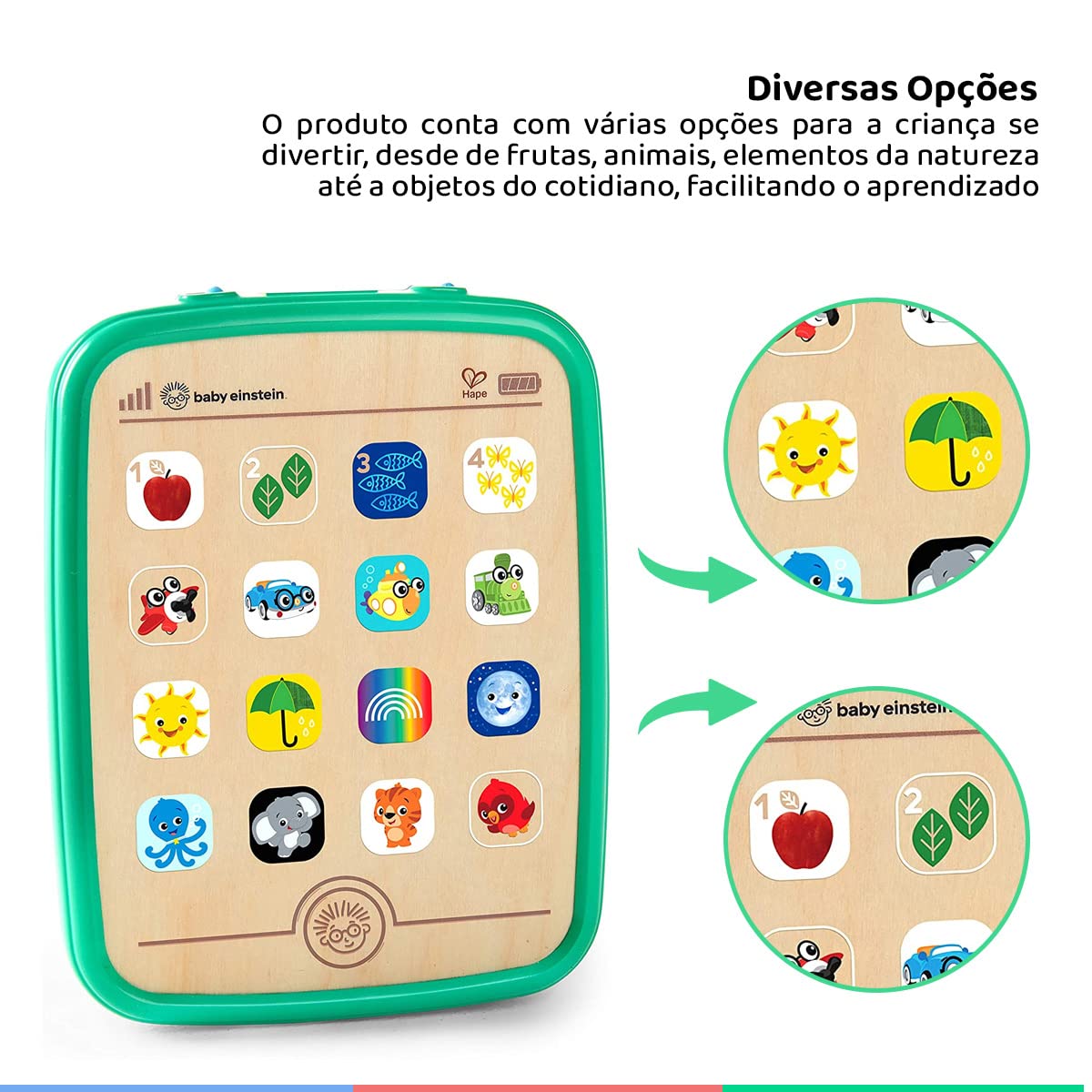 Baby Einstein, Hape Tableta táctil Madera Magic Touch , 6+ Meses