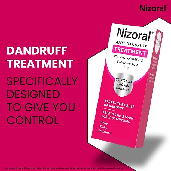 Nizoral Anti-Dandruff Treatment Shampoo, Treats and Prevents Dandruff, Clinically Proven to Control Itchy & Flaky Scalps, Contains Ketoconazole, 1 x 60ml