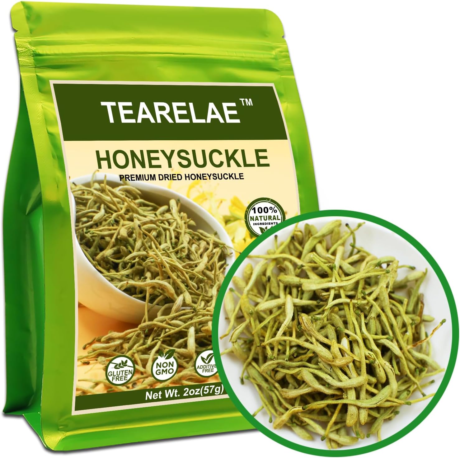 TEARELAE - Dried Honeysuckle Tea - 2oz/57g Top Grade - 100% Pure Natural Herbal Tea - Honeysuckle flowers Jin Yin Hua