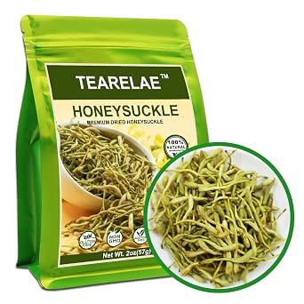 TEARELAE Dried Honeysuckle Flowers Loose Leaf Herbal Tea, 2oz/57g | 100% Pure Natural Top Grade Jin Yin Hua, Non-GMO, Caffeine-free, Mellow & Soothing, Healthy Tea For Relaxation
