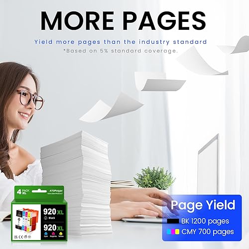 Miniatura 2 de 920XL - Cartuchos de tinta compatibles con impresoras de inyección de tinta HP 920XL 920 para impresoras de inyección de tinta HP OfficeJet 6000