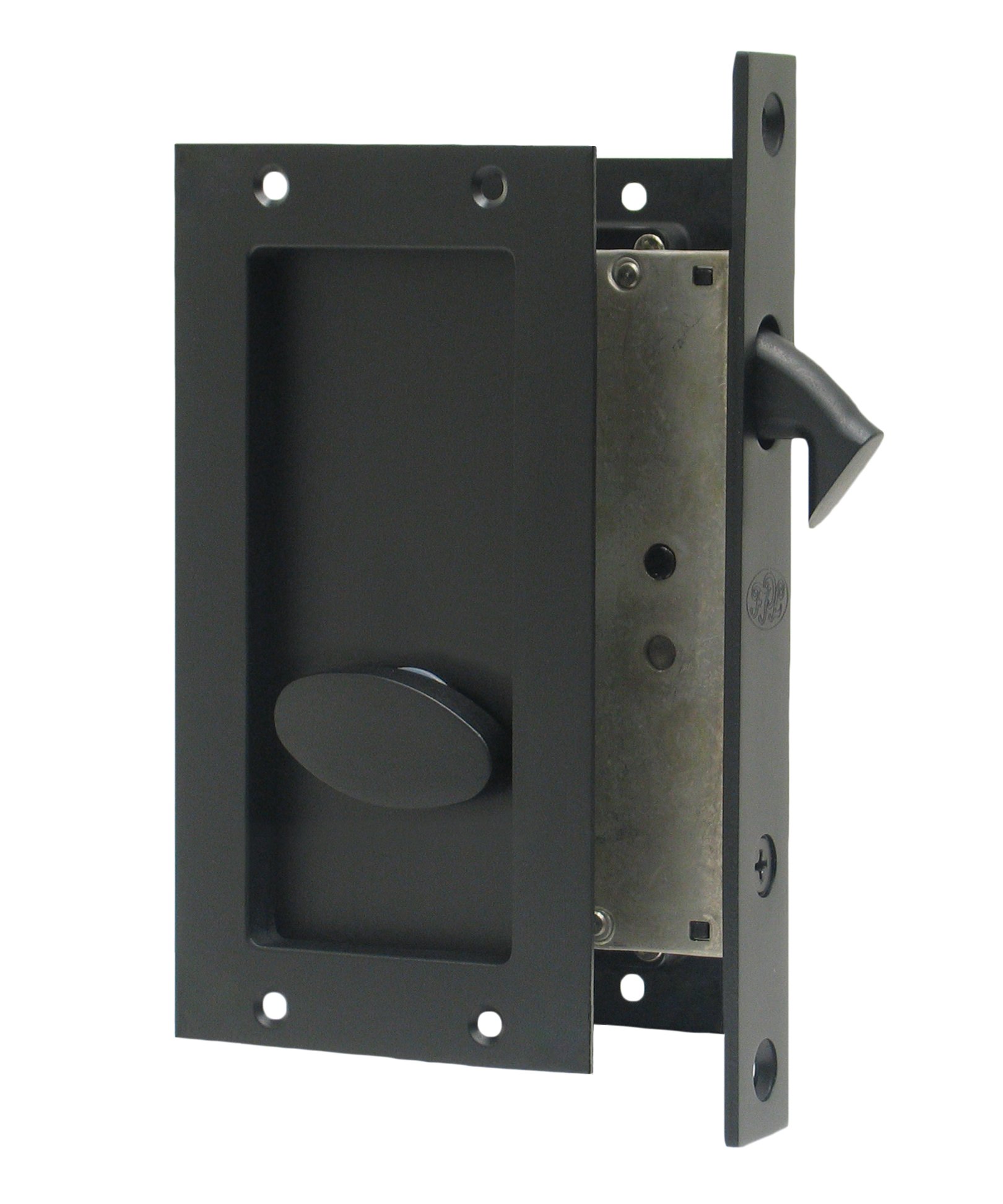 Anacapa by FPL- Solid Brass Modern Pocket Door Mortise Lock Set in Privacy - Bed/Bath Function - Oil Rubbed Bronze