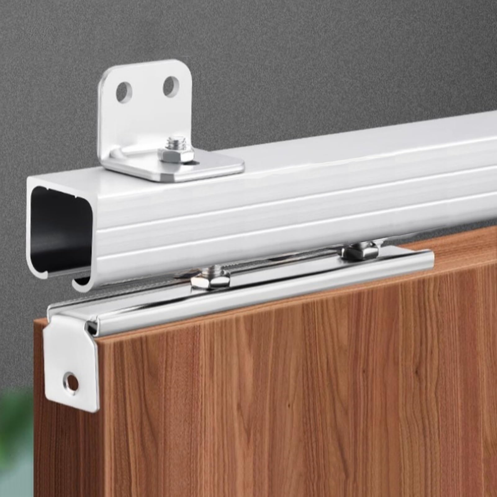 YDHSIKK Glass Sliding Door Track, Aluminum Wall Mount Sliding Door Track Hardware Kit Multicolor Multiple Sizes(Silver,1.0m(3.3ft))