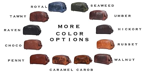 Miniatura 9 de Aaron Leather Goods - Neceser para artículos de tocador de viaje de cuero de alta calidad de 10 pulgadas  254 cm con forro impermeable  Neceser de