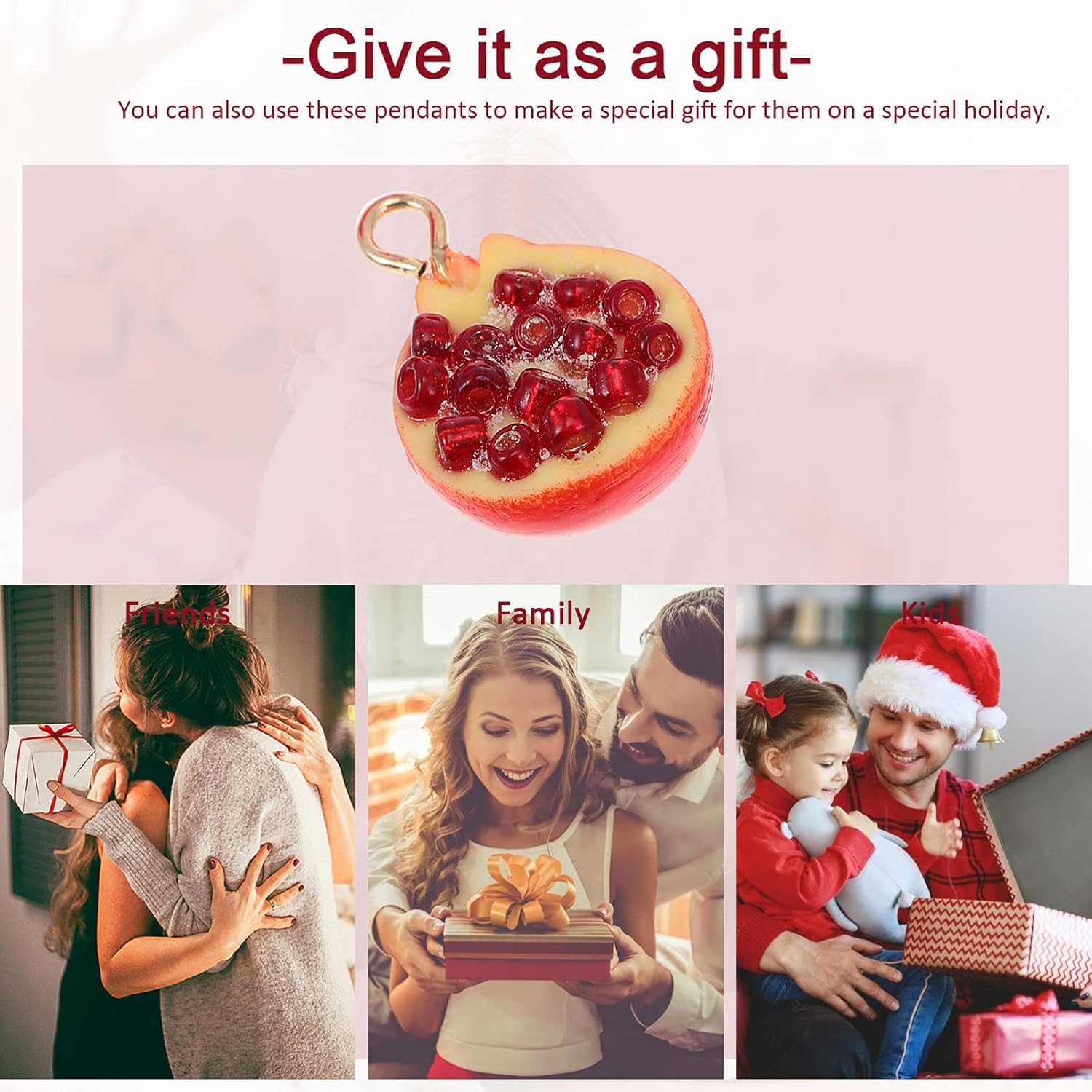 EXCEART 4pcs Fruit Pendants Charms 3D Pomegranate Charms Fruit Loose Spacer Beads Resin Embellishment for DIY Bracelet Necklace Earring Jewelry Making - Image 7