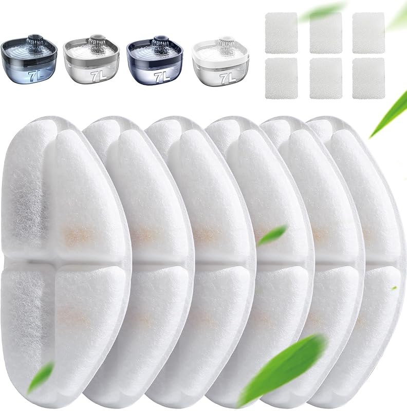 Kit de Refil e Esponjas para Fonte de Água para Cães FEELNEEDY FN-W05, 6 Filtros e 6 Esponjas