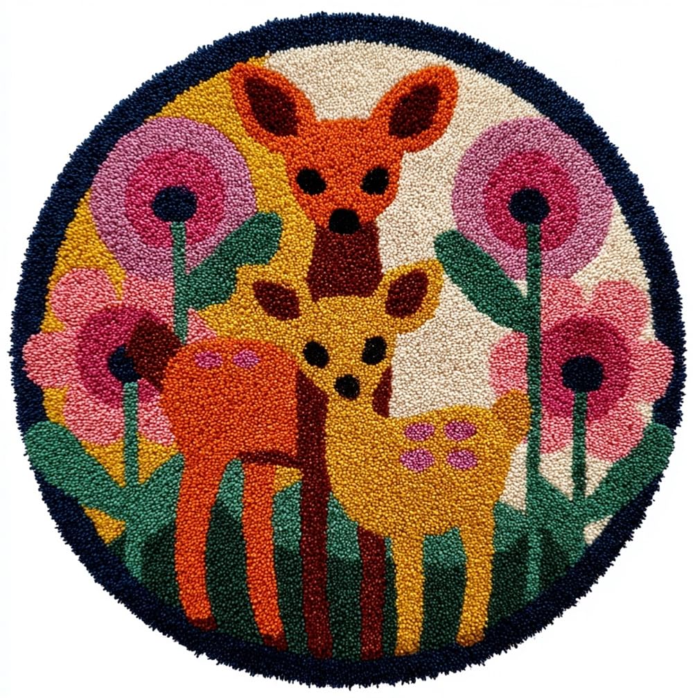 kitphoenix Latch Hook Rug Kit, Rose and Deer
