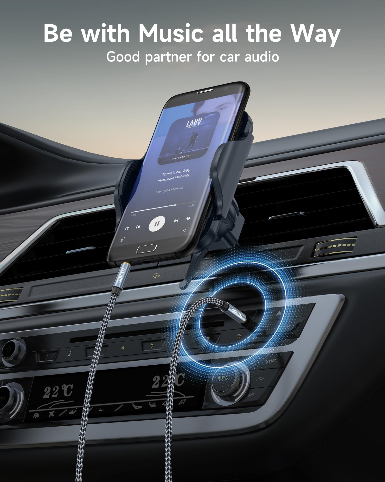RAVIAD Câble Jack Audio 3.5mm Mâle vers Mâle [10M] Stéréo Nylon Tressé Câble Auxiliaire Voiture 3.5mm Male Male pour Casque, Haut-Parleur, Autoradio, TV, iPhone, Smartphones, PC, MP3