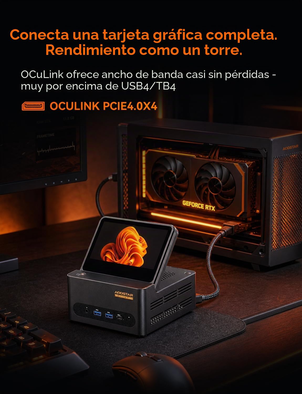 Mini PC AOOSTAR G-FLIP H255, AMD Ryzen 7 H255 (8 núcleos/16 hilos, hasta 4,7 GHz), mini PC para juegos con 24 GB de RAM DDR5, SSD PCIe 4.0 de 1 TB, mini ordenador de sobremesa con WiFi 6 y doble LAN d