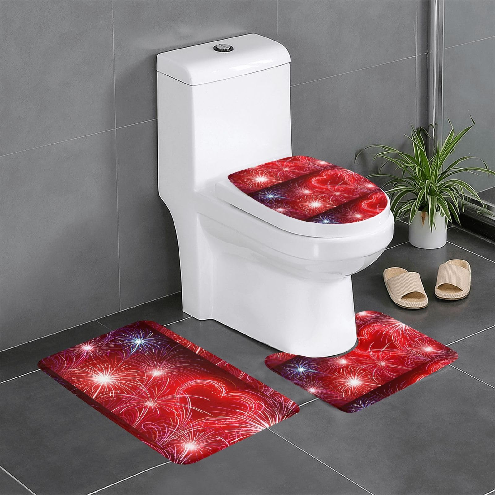 Tapis de sol en flanelle rouge lot de 3 pour une maison accueillante