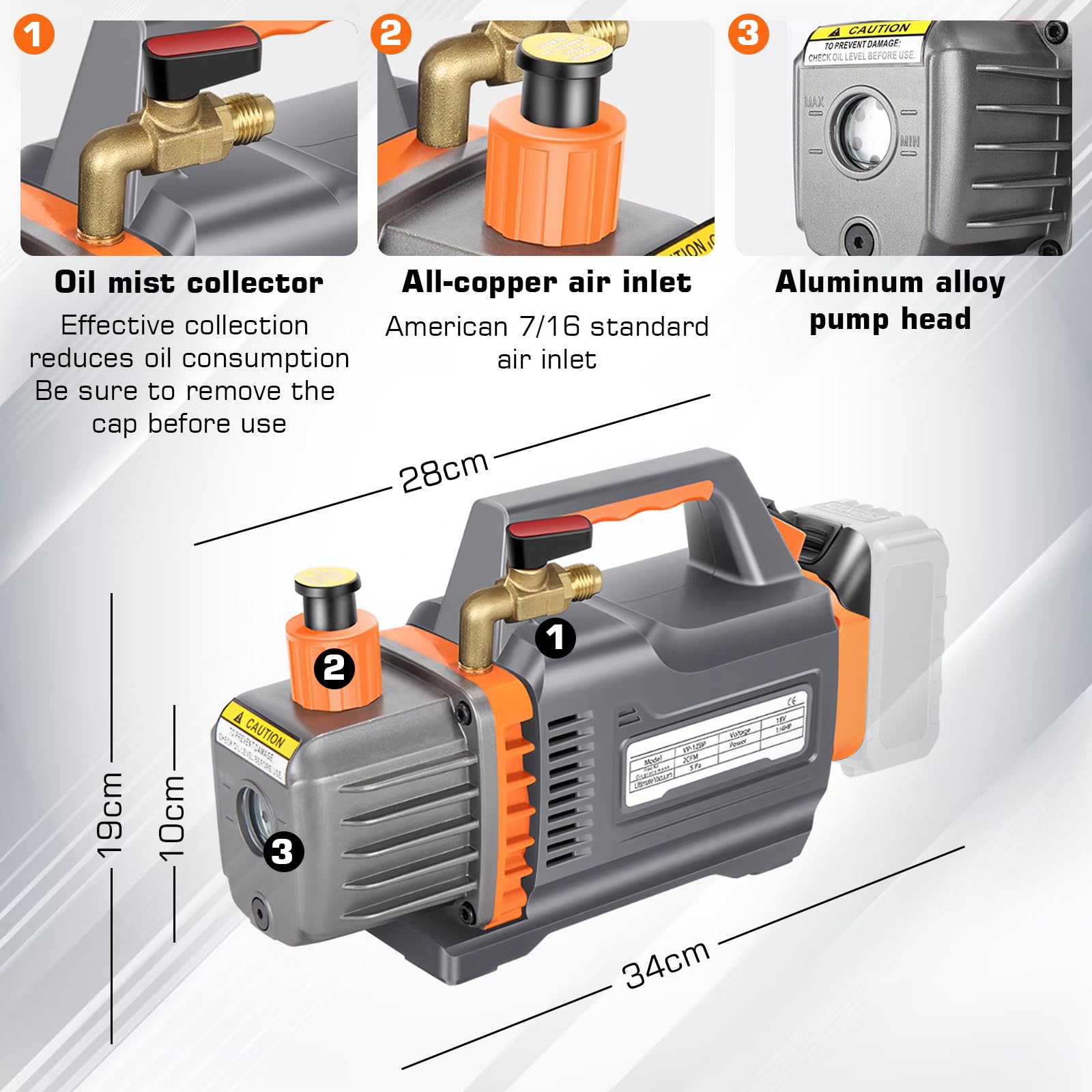 Pompa per vuoto compatibile con batteria Mak-ita da 18 V, pompa a bassa pressione a 1 livello, 2CFM, 1/4HP, 5PA tester per vuoto per strumento aria refrigerante HVAC AC, degasaggio in resina
