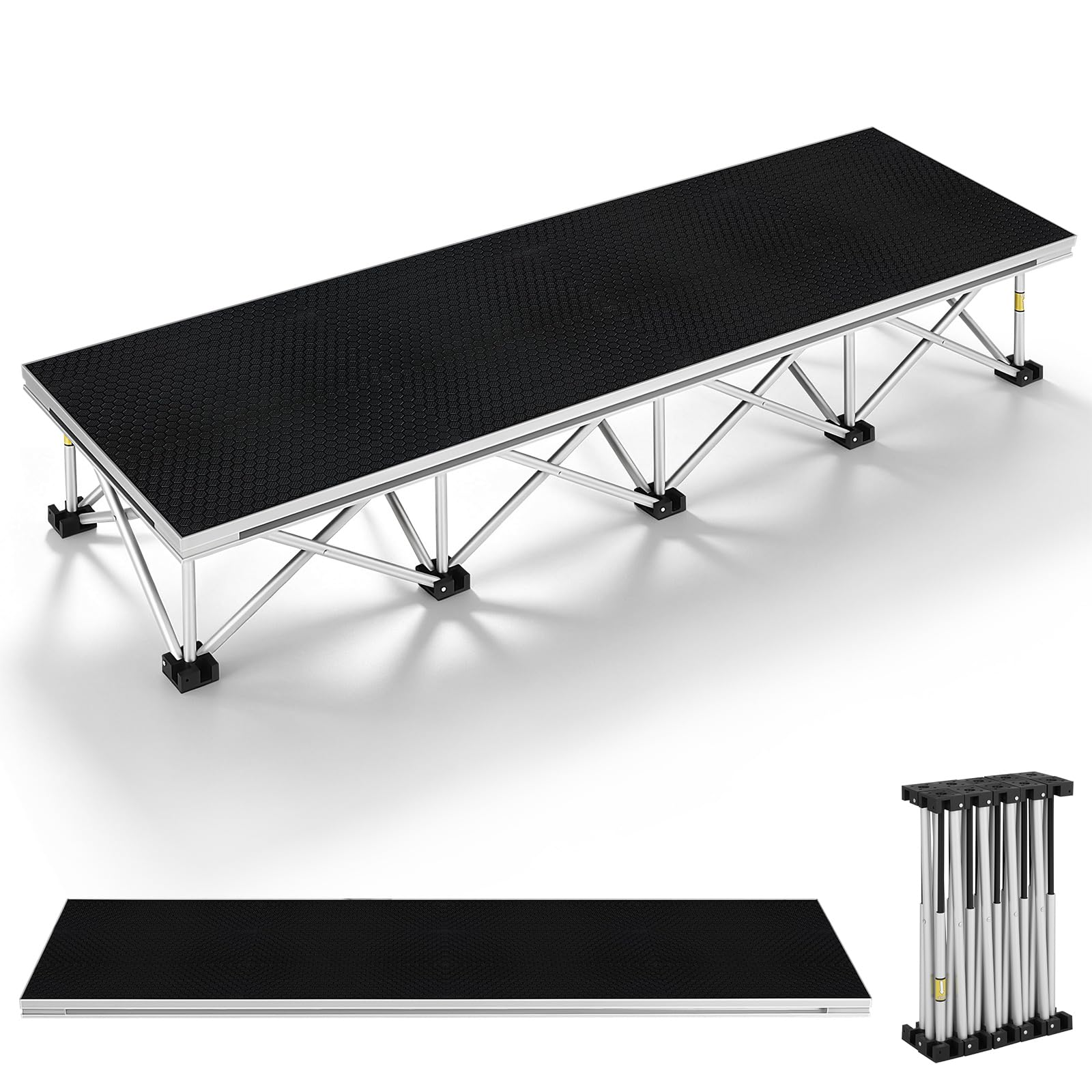 4x1.2ft Folding Interlocking Stage Stairs, 8.66" High 16-Strut Riser