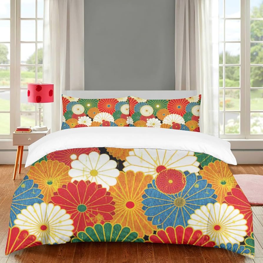 Amazon｜桜花柄 和風 和柄 布団カバー 3点セット 掛け布団カバー