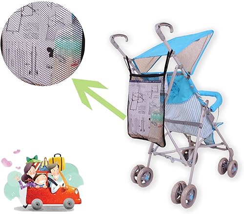 Miniatura 2 de Alovexiong Paquete de 2 bolsas portátiles universales multifuncionales para colgar cochecito de bebé, bolsa de red organizadora de malla para