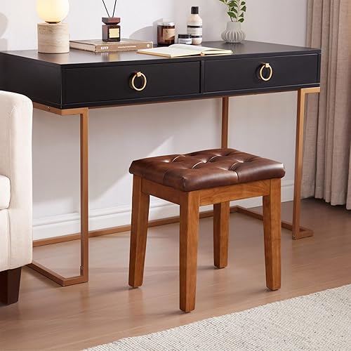 Miniatura 10 de MILCIL Banco de entrada tapizado para dormitorio, extremo de la cama, banco de comedor otomano con patas de madera maciza, asiento acolchado para