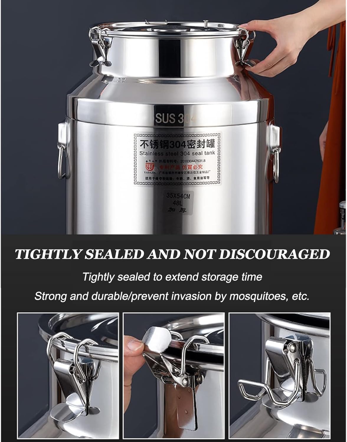 Milk Storage Transport Can Wine Barrel Canister, Fermentation Wine Pail Bucket, Stainless Steel Oil Barrel Silicone Seal Barrels with Spigot, Liquid Storage Container with Sealed Lid