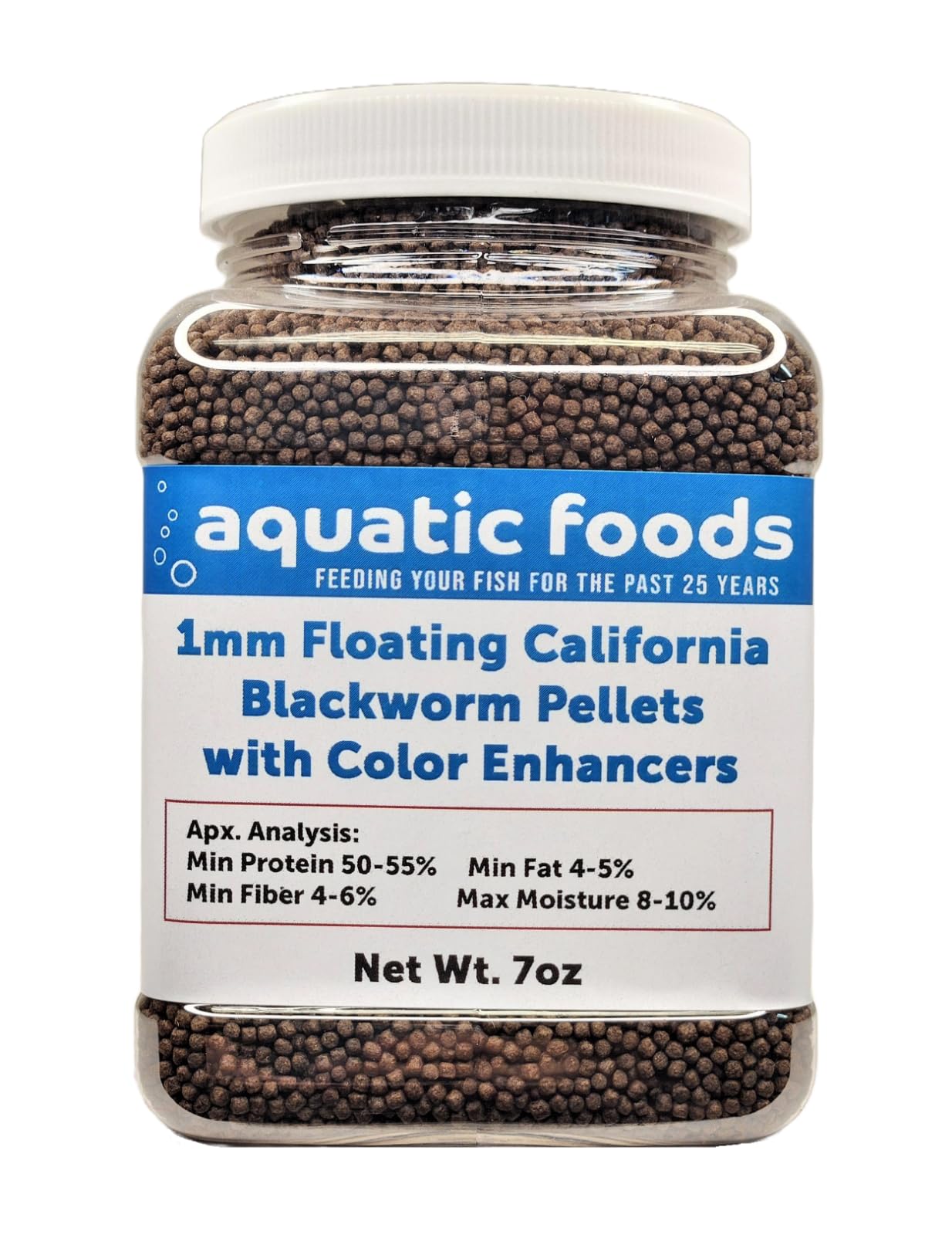 1 mm Floating Blackworm Pellets with Color Enhancers & Vitamins. Great for All Tropical Fish, Marine Fish, Cichlids, Carnivores, Discus, Coldwater Fish, Koi & Pond Fish…7oz Small Jar