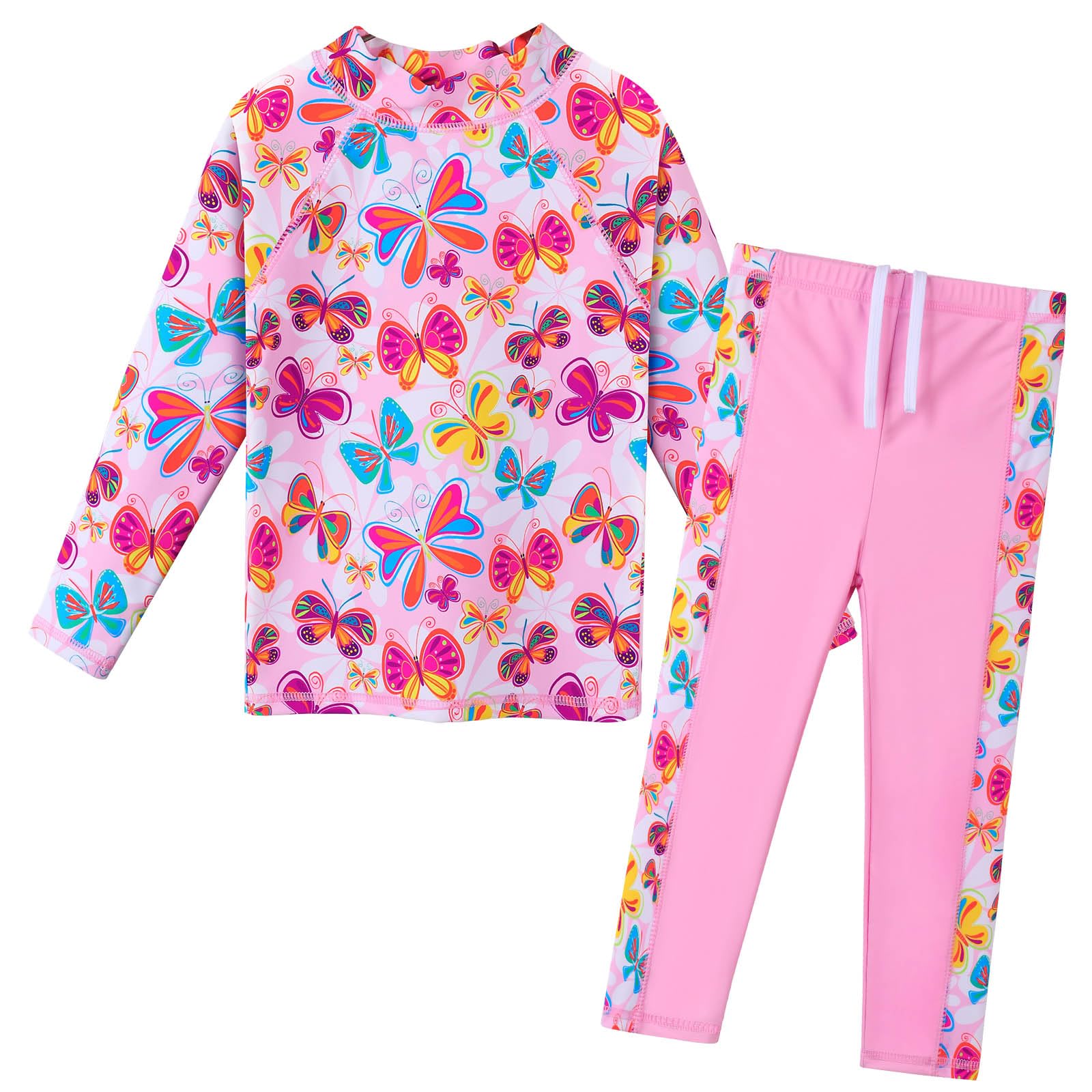 BAOHULU Girls Two Piece Swimsuit Long Sleeve Rash Guard for 2-14 Years