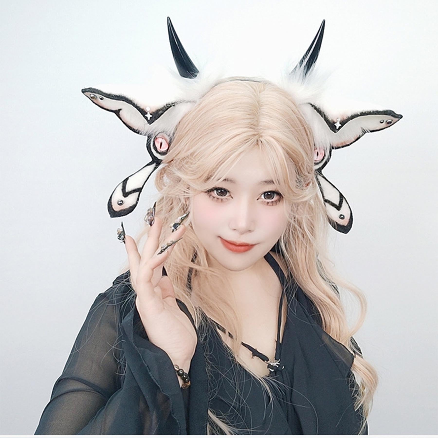 Diadema con alas grandes y esponjosas, diadema con orejas de animales para fiestas de cosplay, accesorios para disfraces de Halloween, para Navidad, Pascua, carnavales, bailes
