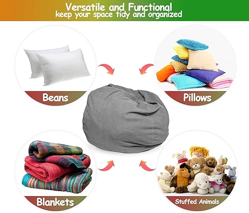 Miniatura 4 de Dafftos Puf de almacenamiento para habitación de niños pequeños, organizador de puf gigante, gran juguete de felpa, alternativo, lavable, funda