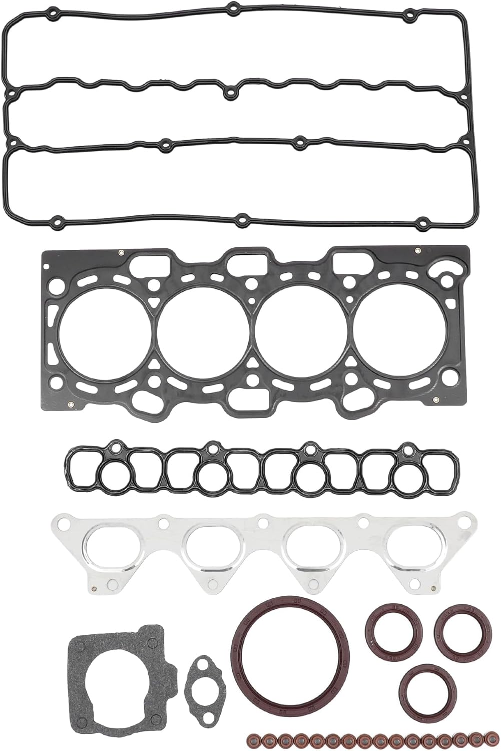 Cylinder Head Gasket Kit Engine Valve Gasket Set No.MD976072 for Mitsubishi 4G93(GDI)(DA2A) Rubber, Metal Black