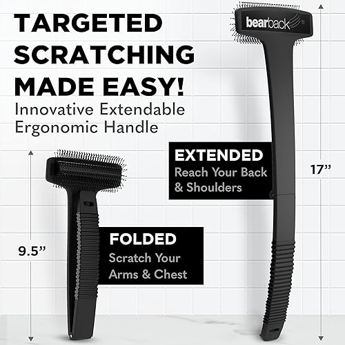 Miniatura 3 de Rascador de espalda Bearback Rascador premium para espalda y cuerpo. El cepillo original exfoliante con mango largo, extensible, con cerdas grandes