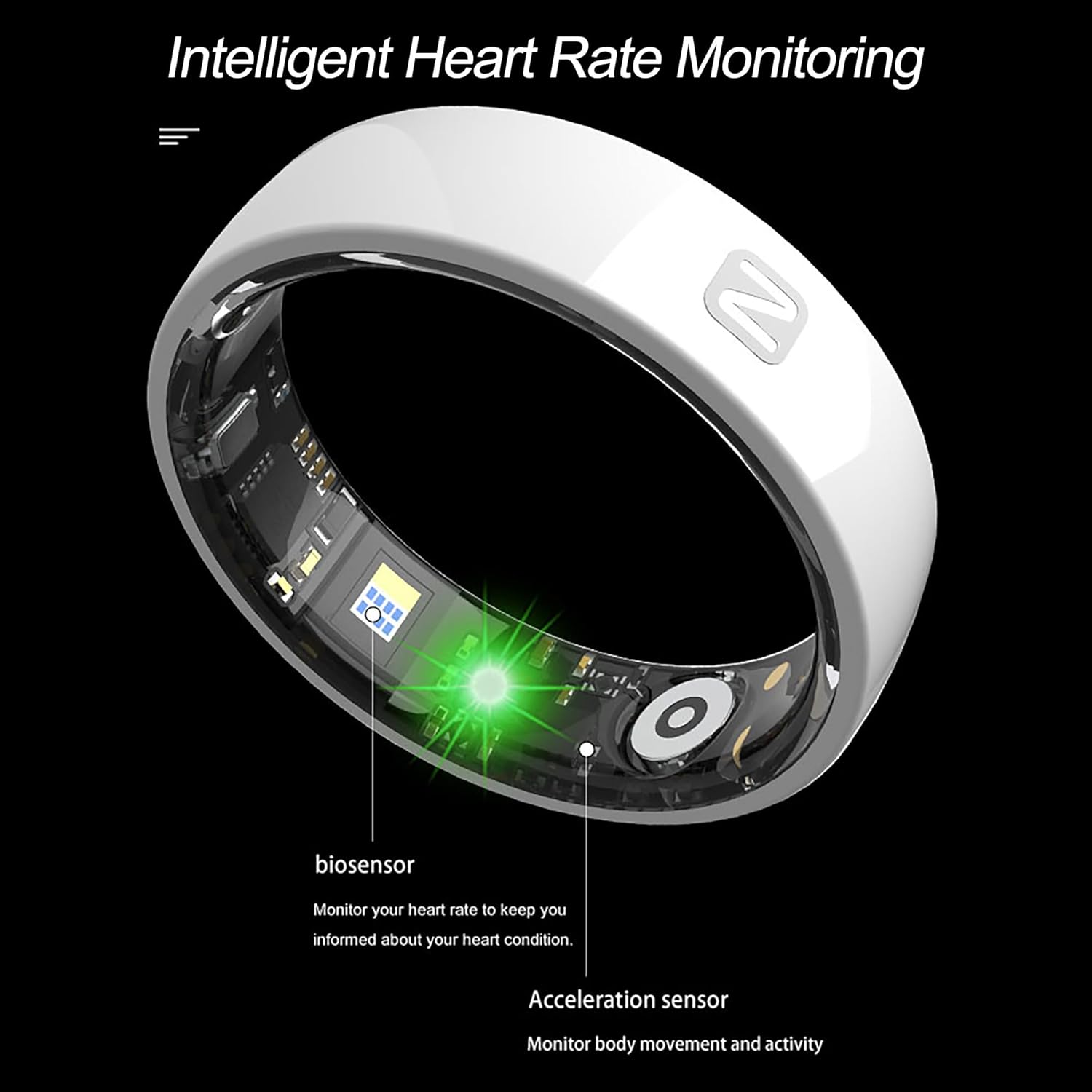 Smart Rings for Men Women Health Ring Heart Rate Monitor Sleep Rings NFC Control Family Care Exercise Activity Tracker Pedometer Step Counter Smart Rings for Android & iOS Phones Ceramic Ring