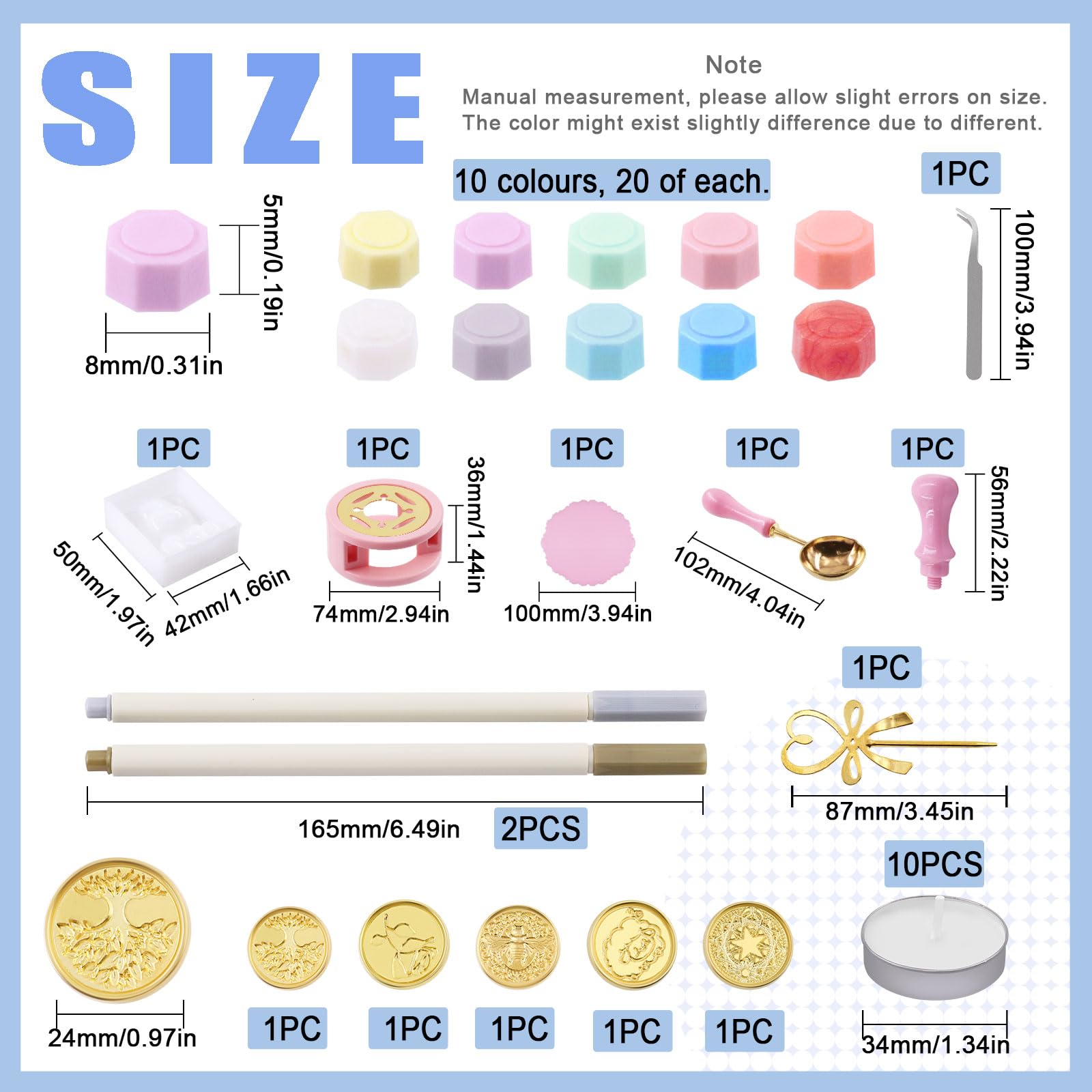 Glarks 225Pcs Wax Seal Stamp Kit, Wax Letter Seal Set including Colorful Wax Seal beads, Wax Seal Spoon - Image 2