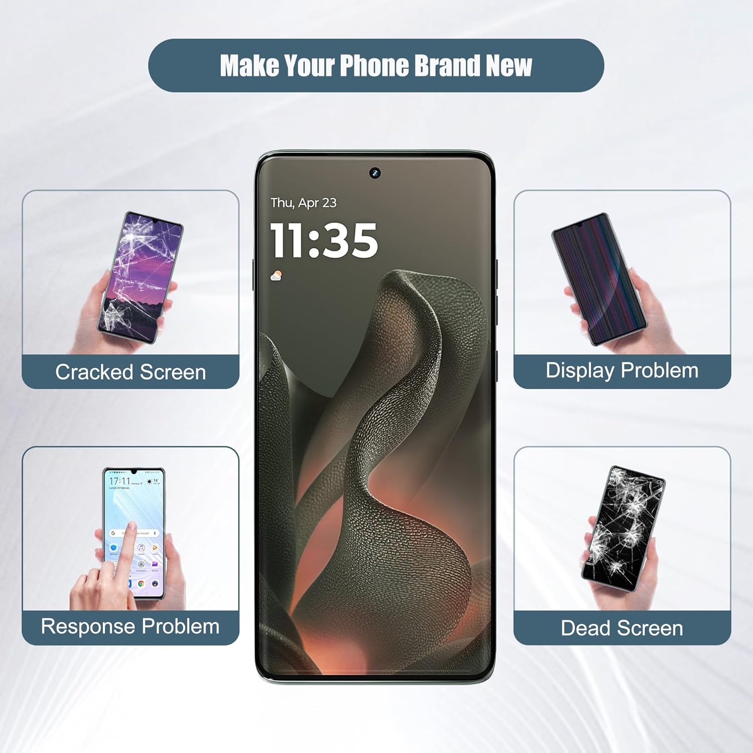 Replacement LCD Display Touch Screen Digitizer Assembly Compatible with Moto Edge 2025 PB7A0006US 6.7" with Tools（Black）